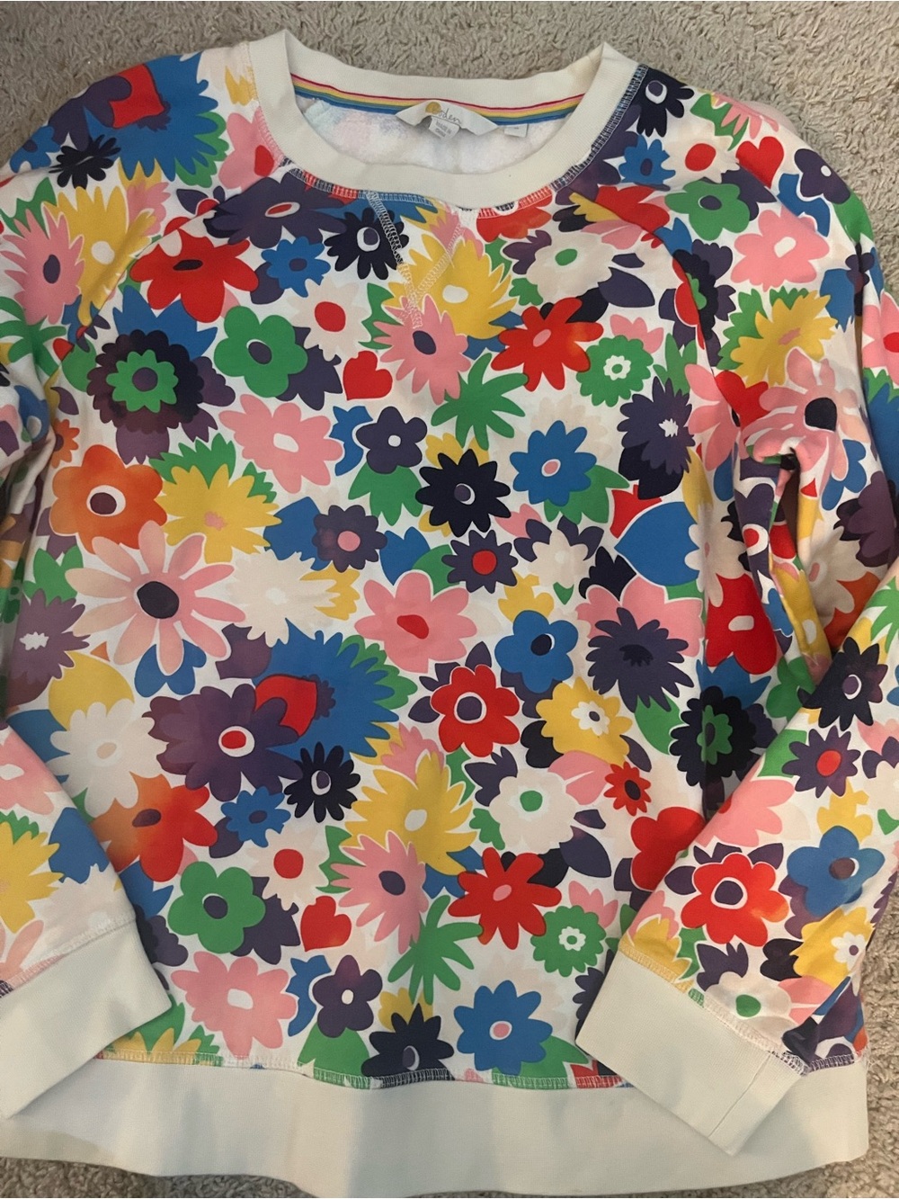 Boden Women’s Crewneck Sweatshirt Multicolor Floral Print Size Medium
